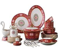 60Pcs Chinese Style Bone China Dinnerware Set Household Penh Ceramic Bowl Dishes Plate Service for 10-16