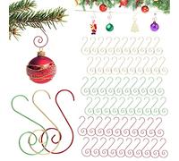 60pcs Christmas Bauble Ornament Hooks, S-Shaped Metal Tree Hanger Mini Hooks Festive Hooks for Hanging Xmas Tree Decoration, Baubles Ball and DIY Crafts Jewelry Gift, Green, Red, Golden