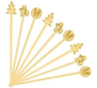 60Pcs Christmas Coffee Stir Sticks 6.9 inch Bamboo Cocktail Drink Stir Sticks Stirrers for Christmas Office Lounge Milk Cocktail Hot Drinks