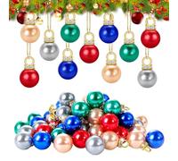 60PCS Christmas Mini Balls Ornaments, 16mm Miniature Glitter Colorful Balls, 6 Colors Tree Hanging Decorations, Christmas Tree Decor