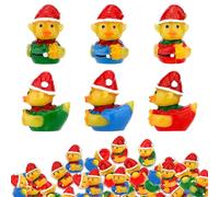 60pcs Christmas Mini Resin Ducks, Creative Tiny Yellow Duck with Santa Hats for DIY Miniature Landscape Crafts Small Car Ornament Party Supply
