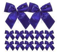 60pcs Christmas Ribbon Bows Blue Christmas Tree Bows Xmas Tree Bowknot Mini Bowknot Xmas Hanging Ornament for Wreath