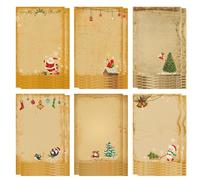 60PCS Christmas Writing Paper Vintage Stationery Paper Christmas Letter to Santa Claus Xmas Writing Letter Xmas Gift List Greeting Cards Christmas Cards Pack for Christmas Party Bag