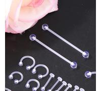 60pcs Clear Piercing Retainers for Surgery, Plastic Piercing Jewelry for Work Invisible Nipple Lip Eyebrow Belly Cartilage Earring Retainer Nose Septum Rings
