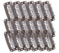 60pcs Coffee Metal Wig Snap Clips for Beanies and Wigs | Rubber Lined, Many Teeth Small Linking Holes, Lightweight and Not Easy to Break for DIY Hair Extension