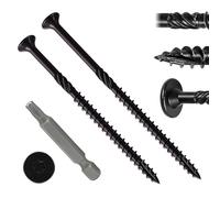 60Pcs Countersunk Decking Screws 4.8 x 100mm, Black Torx Wood Screws, Wafer Head Cabinet Screw, Washer Head Self Tapping Screws for Furniture Terrace