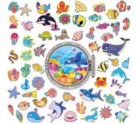 60PCS Cruise Door Decorations, Magnetic Ocean Cruise Door Magnet Waterproof Sea Animals Magnet Stickers Ocean Fridge Decors for Refrigerator, Carnival Cruise Party Supplies