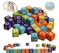 60pcs Dice Word Game Brain Exercise Games, 3-Minute Quick Thinking, Crossword Board Games for Parties and Family Game Nights, Portable dice Set