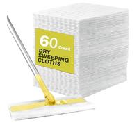 60Pcs Dry Sweeping Cloths Pads Disposable Microfibre Electrostatic Floor Cloths Cleaning Wipes Duster Refills Mop Pads for Most Flat Swivel Mops