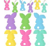 60Pcs Easter Bunny Tags Happy Easter Paper Hanging Tag with Strings Decorations 6 Color Rabbit Shape Hanging Labels for Spring Home DIY Gift Holiday Party Favor Decor