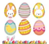 60pcs Easter Party Paper Plates,7inch Egg-Shaped Plates Easter Bunny Kids Party Paper Plates Easter Theme Dinner Plates,Eggs Rabbit Easter Paper Dinnerware for Kids Adult Easter Party Table Décor