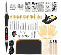 60Pcs Electronic Soldering Kit, 100W Pyrography Kit Wood Burning Pen with Adjustable Temperature 180 to 520 30Pcs Pyrography Tips 5Pcs Wood Carving Tool Wood Burning Kit for Wood Engraving DIY