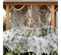 60Pcs Fake Plastic Spiders Decorations Outdoor Indoor with 60g Halloween Spider Web,Stretchable Spider Net Halloween Fake Cobwebs Decorations for Halloween Party Props Scary Garden Haunted House Decor