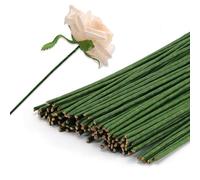 60Pcs Floral Wire, 18 Gauge Flower Wire Wrapped with Paper, 40cm/15.7In Length 3mm/0.12In Diameter Floral Stems, Artificial Flower Stems for Crafts DIY Flower Arrangement (Green)