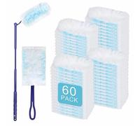 60PCS Fluffy Duster Refill Dust Magnet Refills Dust Magnet with 2 Handle | Long Handle Short Handle Dusters for Cleaning Doors Windows Wardrobes Pendant Lights Ceiling Fans