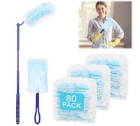 60PCS Fluffy Duster Refills, Dust Magnet Refills, Dust Magnet Long Handle Short Handle Dusters for Cleaning Doors Windows Wardrobes Pendant Lights Ceiling Fans