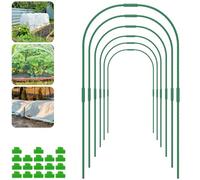 60Pcs Garden Hoops for Netting Raised Bed,Greenhouse Hoops Frame Tunnel with 18Pcs Clamps, Durable DIY Garden Hoops Plastic Coated Plant Grow Support Hoop for Veg Plant Crop Fruit Tomato Strawberry