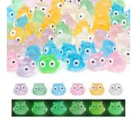 60pcs Glow in The Dark Mini Resin Owls, Luminous Miniature Owls Figurines Cute Tiny Animals for Garden Micro Landscape Pot Accessories Funny DIY Crafts Party Favors