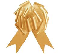 60pcs Gold 50mm/5cm Large Ribbon Pull Bows for Party Wall, Gift Wraps, Christmas Trees, Wedding, Birthday Hampers Decoration Florist Pullbows