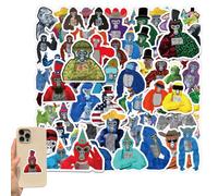 60Pcs Gorilla Tags for Kids & Adults - Multicolored Waterproof Vinyl Stickers, Funny Cartoon Gorilla Decals for Laptop, Water Bottle, Phone, Scrapbook, Luggage, DIY Crafts, and More