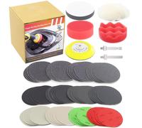 60pcs Grit 60-10000 Hook & Loop Sandpaper Set, 3Inch Sanding Disc Drill Polishing Kit, Wet Dry Sanding Paper Headlight Restoration Kit for Car Wood Metal Glass Resin Expoxy