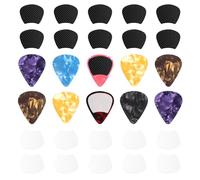 60Pcs Guitar Pick Grips, 0.3mm/0.012in Thin Anti-slip Grips for Guitar Picks and 10Pcs guitar picks with grip- Help You Hold Guitar Picks Tightly (30pcs black and 30pcs transparent)