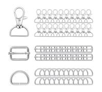 60pcs Heavy Duty Bag Making Hardware, Metal Bag Making Supplies, D Rings for Sewing, Tri-Glide Sliding Buckle, Swivel Carabiner Keychain, Snap Hooks for Pet Collar Hardware Bag Buckle Strap DIY