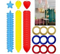 60PCS Helium Balloon Weights and 9 Ribbon Set, Colorful Stars/Love Heart/Balloon Shape Gravity Weights Pendants for Birthday Wedding Party Decorations Supplies