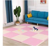 60pcs Interlocking Floor Mats Set 30x30cm EAV Soft Foam Play Mat Waterproof Surface Puzzle Mat(Beige+Pink)
