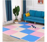 60pcs Interlocking Floor Mats Set 30x30cm EAV Soft Foam Play Mat Waterproof Surface Puzzle Mat(Beige+Pink+Blue)