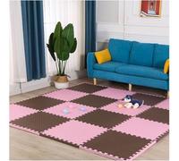 60pcs Interlocking Floor Mats Set 30x30cm EAV Soft Foam Play Mat Waterproof Surface Puzzle Mat(Coffee+Pink)