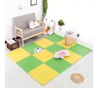 60pcs Interlocking Floor Mats Set 30x30cm EAV Soft Foam Play Mat Waterproof Surface Puzzle Mat(Yellow+Green)
