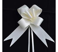 SHATCHI Large 50mm/5cm Ribbon Pull Bows for Party Wall, Gift Wraps, Christmas Trees, Wedding, Birthday Hampers Decoration Florist, Ivory, 60pcs