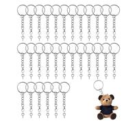60PCS Keychain Ring Set Splits Key Rings Hoops 30pcs Keyring 25mm with Chain and 30pcs Eyelet Screws Open Jump Ring Metal Sliver Key Chain for DIY Craft Jewellery Making(30 Sets)