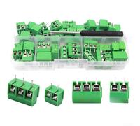 60PCS KF301 2P & 3P PCB Screw Terminal, 5mm Pitch, 14-22 AWG Wire Compatibility, Green, for Industrial Electrical Wiring and Control