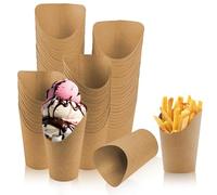 60Pcs Kraft Paper French Fries Holder, 12oz Disposable Charcuterie Cups, Paper Popcorn Waffle Snacks Holder, French Fry Ice Cream Container, Take-Out Party Supplies for Chips Dessert Puff