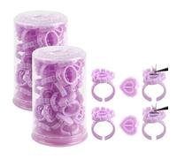 60pcs Lash Ring for Eyelash Extensions Rings Cup Smart Lash Rings Blooming Eyelash Glue Holder Volume Fanning Cup for Lash Extension Supplies Container Packed (purple, 60pcs)