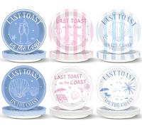 60Pcs Last Toast on the Coast Bachelorette Party Supplies Coastal Paper Plates Blue Beach Pool Cake Tableware Party Decorations for Birthday Baby Shower Wedding Summer Dinnerware Favors for 60 Guest
