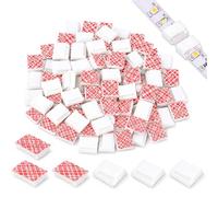 60PCS LED Light Strip Mounting Clips with Strong Self-Adhesive, White Cable Clamp Holders for 10mm Wide 3528 5050 LED Tape, Light Strip Organizer for Wall TV Furniture Wire Management