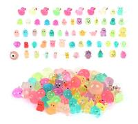 60pcs Luminous Mini Resin Animals Mini Resin Animals Set Turtle Rabbit Duck Dinosaur for Garden Home Dollhouse Aquarium Landscape Décor (60pcs)