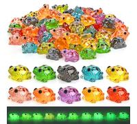 60PCS Luminous Mini Resin Frog 10 Colors Tiny Frog for Fairy Garden Decor | Glow in The Dark Small Miniature Little Frog to Hide for Landscape Aquarium Accessories Dollhouse Crafts Decor