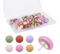 60pcs Matte Push Pins, Cute Reusable Colorful Round Map Pins Resin Thumb Tacks for Cork Board Wall Bulletin Board Home Office Photos Decorative Pushpins Packed in Box(Bright Colors)