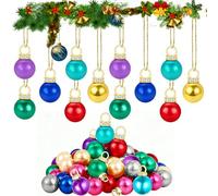 60Pcs Mini Christmas Baubles, Small Christmas Tree Decoration, Mini Christma Decorations UK, 16mm Baubles with 5m String for Xmas, Xmas Tree Decorations