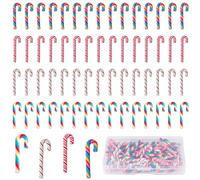 60pcs Mini Christmas Candy Decorations, Miniatures for Crafts, Faux Candy Canes, Xmas Ornaments, Soft Clay for Tree Hanging, DIY Crafts, Party Decor