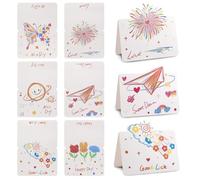 60pcs Mini Folded Greeting Cards 9.7 x 6.8 cm 3D Blank Greeting Cards Set Cute Cartoon Floral Paper Plane Message Cards for Kids Students Friends Birthday Party Celebration Gift Notes