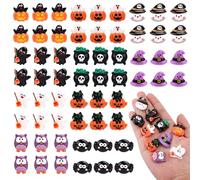 60pcs Mini Halloween Resin Ornaments, Small Halloween Garden Decor 10 Styles Tiny Resin Animals Cute Adorable Halloween Miniature for DIY Crafts Earrings Mobile Phone Cases