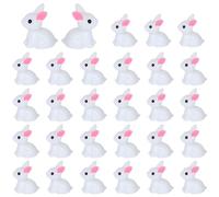 60pcs Mini Rabbits, White Small Resin Tiny Bunny Little Miniature Plastic Easter Bunny Figurines Duck Bulk for Garden Landscape DIY Miniature Dollhouse Accessories Easter Egg Fillers Party Favors