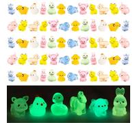 60Pcs Mini Resin Animals Mixed, 12 Styles Mini Plastic Animals, Glow in the Dark Mini Animals Figures, Rare Tiny Resin Animals for Micro Landscape Fairy Garden Aquarium Dollhouse Decor