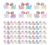 60pcs Mini Resin Duck, Miniature Resin Luminous Ducks Tiny Resin Glowing Duck Flash Points Craft Toy for Garden Landscape Home Decoration & Party Cake Headbands DIY