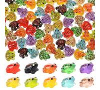 60pcs Mini Resin Frogs,UHOMENNY 10 Colors Luminous Mini Toads Tiny Toads Figurines Glow in the Dark Miniature Animal Ornaments Colorful Glowing Frogs Statue for Landscape Garden DIY Craft Dollhouse